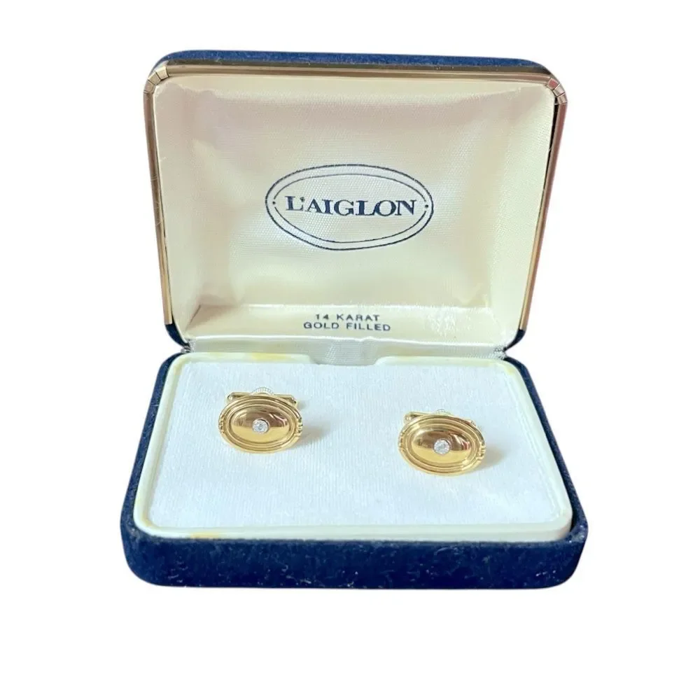 Vintage L’aiglon 14K GF Diamond Cufflinks